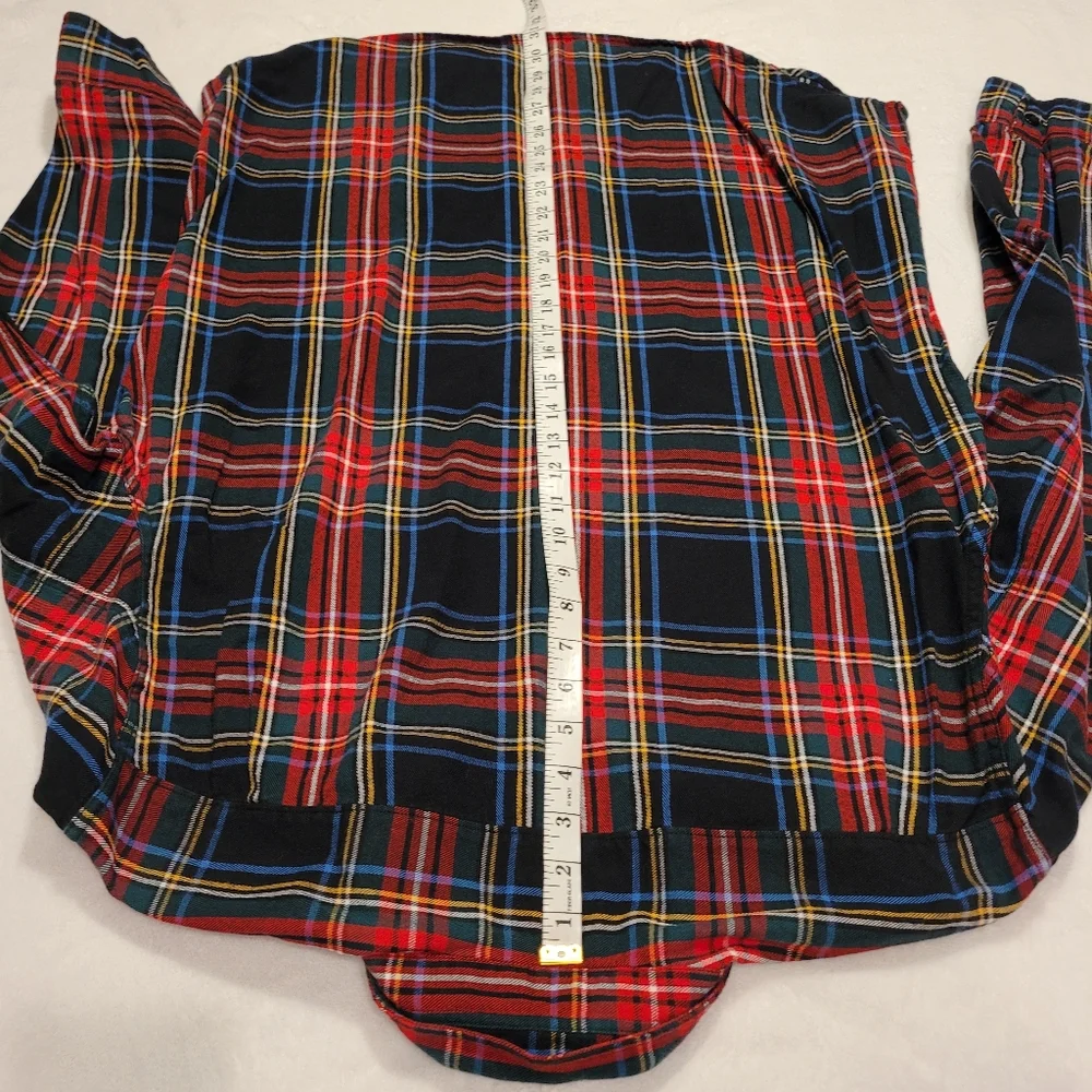 J.Crew Vintage Men's Flannel Plaid‎ Button-up Shirt, Size XL, Black Red Multi